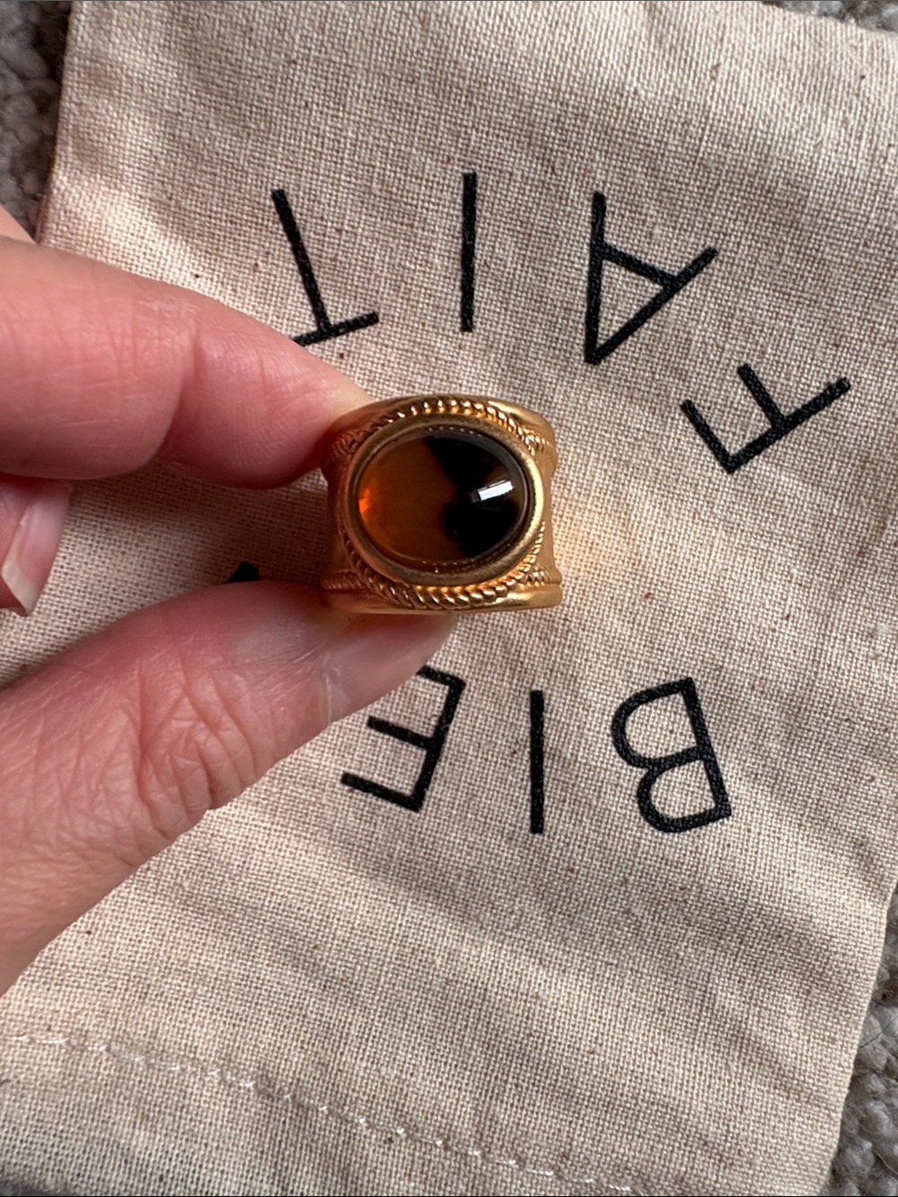 Julie Vos Ring with Amber Brown Stone